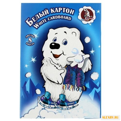 Белый картон Мишка в
